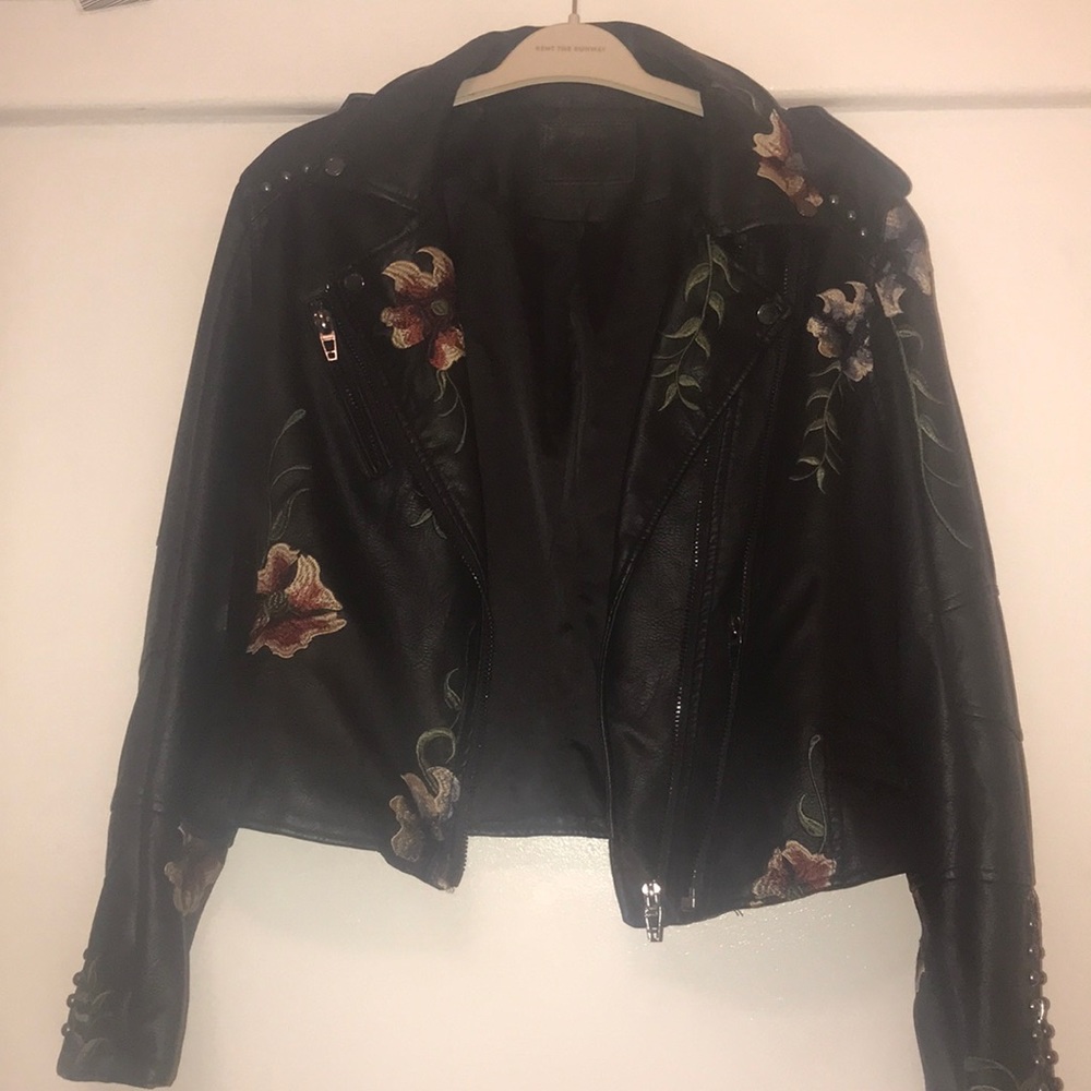 Floral vegan leather jacket by BLANKNYC